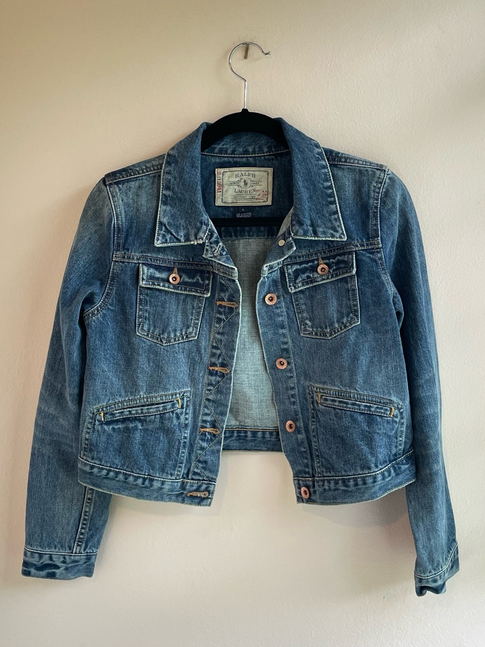 Vintage Ralph Lauren Since 1967 Heritage Denim Trucker Jacket Size L 100% Cotton